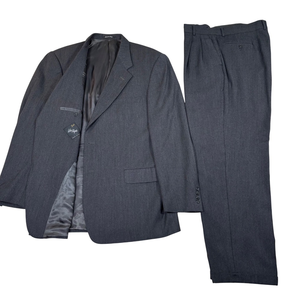 Vito Rufolo Mens Suit Charcoal Grey Zignone Super 100 Wool Made in Italy 44R